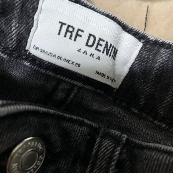 Zara womens solid black boot cut high rise jeans denim 6 small - Picture 3 of 4